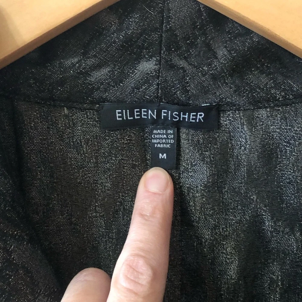 Eileen Fisher Ikat Embers Jacquard Blazer Jacket in Black Gray - Size Medium